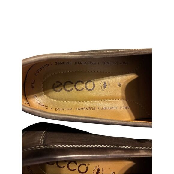 Men’s 45 Ecco brown leather driving shoe slip on loafer comfort main image 8